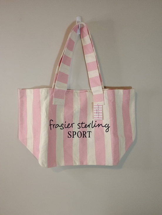 Frasier Sterling Handbags - Frasier Sterling Sport Pink & White Striped Beach  Tote Bag
